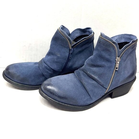 MIZ MOOZ NUBUCK LEATHER BOOTIE SIDE ZIP AROUND BLUE 37EU / 7US NEW # Z-77 - Picture 2 of 4